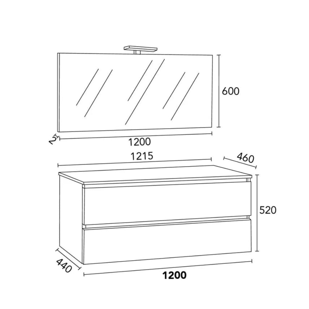 Meuble de salle de bain 120 cm chêne well effet béton