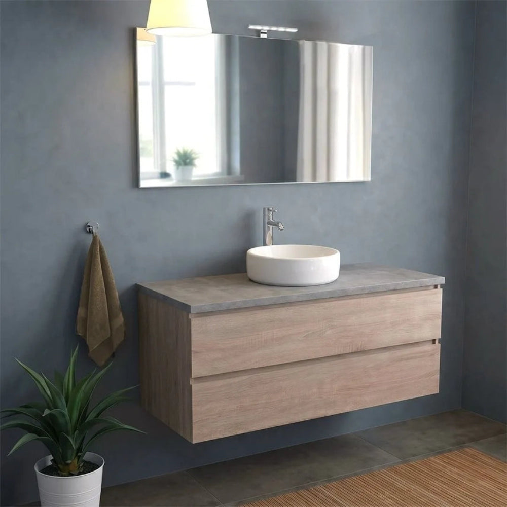 Meuble de salle de bain 120 cm chêne well effet béton