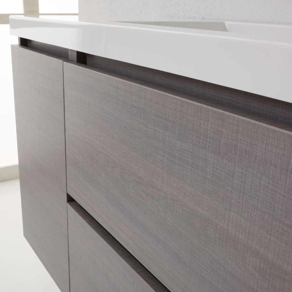 Meuble de salle de bain 90 cm suspendu avec plan vasque gris