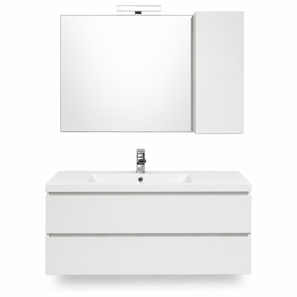 Meuble de salle de bain avec tiroirs 120 cm blanc Foresta avec miroir