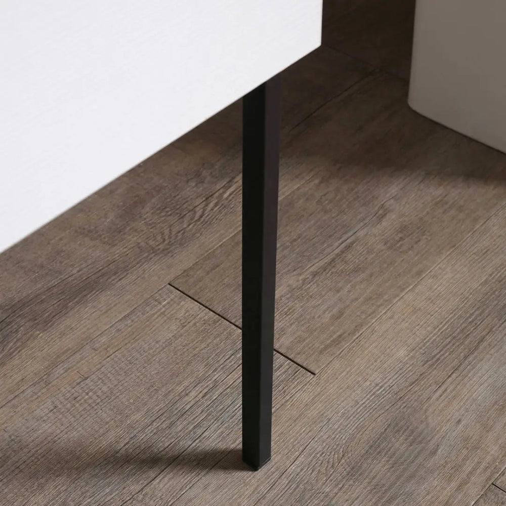 Meuble de salle de bain sur pieds 80 cm blanc avec tiroirs et miroir