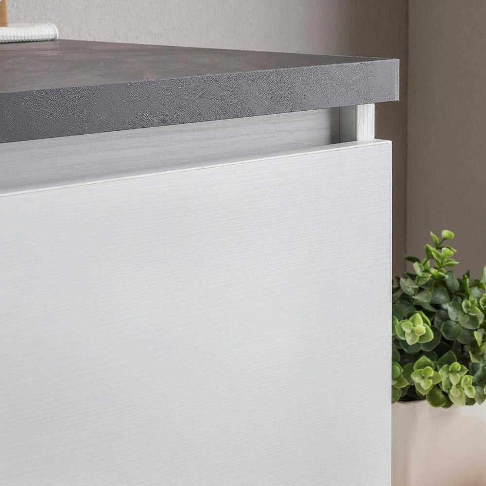 Meuble de salle de bain suspendu 120 cm blanc et anthracite avec miroir