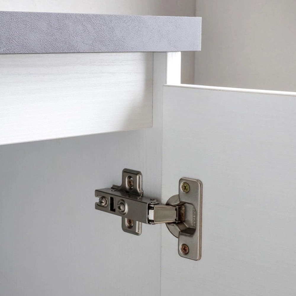 Meuble de salle de bain suspendu 120 cm blanc et anthracite avec miroir