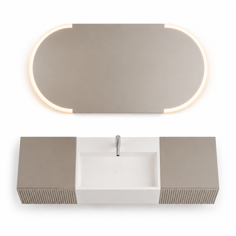 Meuble de salle de bain suspendu 120 x 60 cm blanc avec tiroirs et miroir LED