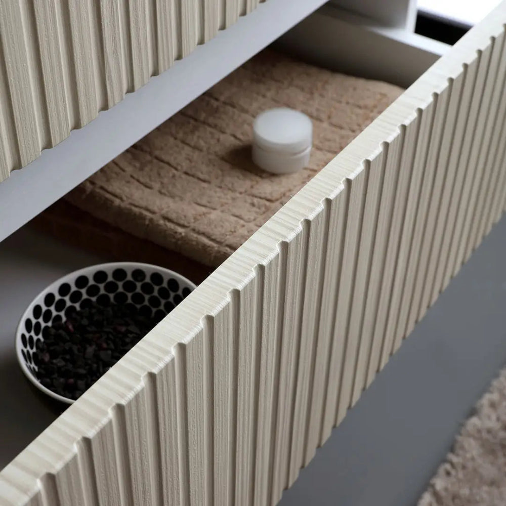 Meuble de salle de bain suspendu 80 cm blanc avec 2 tiroirs chêne