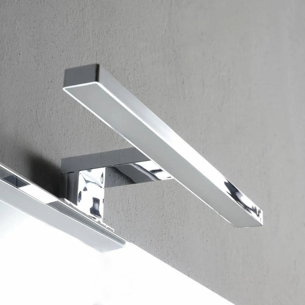 Meuble de salle de bains suspendu 100 cm blanc brillant, plateau en chêne naturel