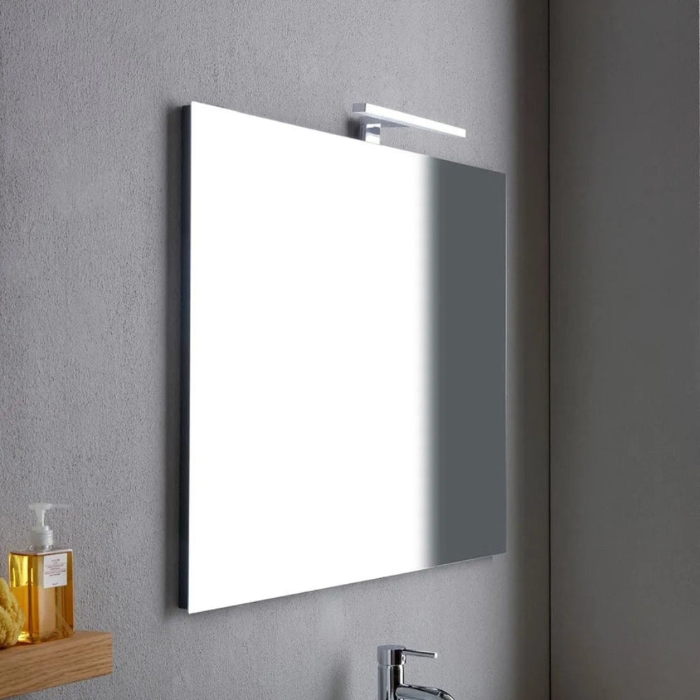 Meuble de salle de bains suspendu 100 cm blanc brillant, plateau en chêne naturel