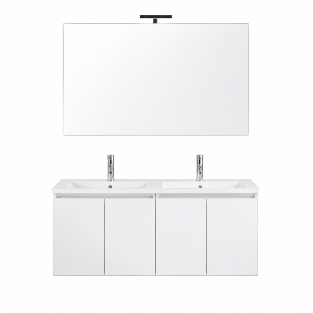 Meuble double vasque suspendu 120 cm blanc moderne