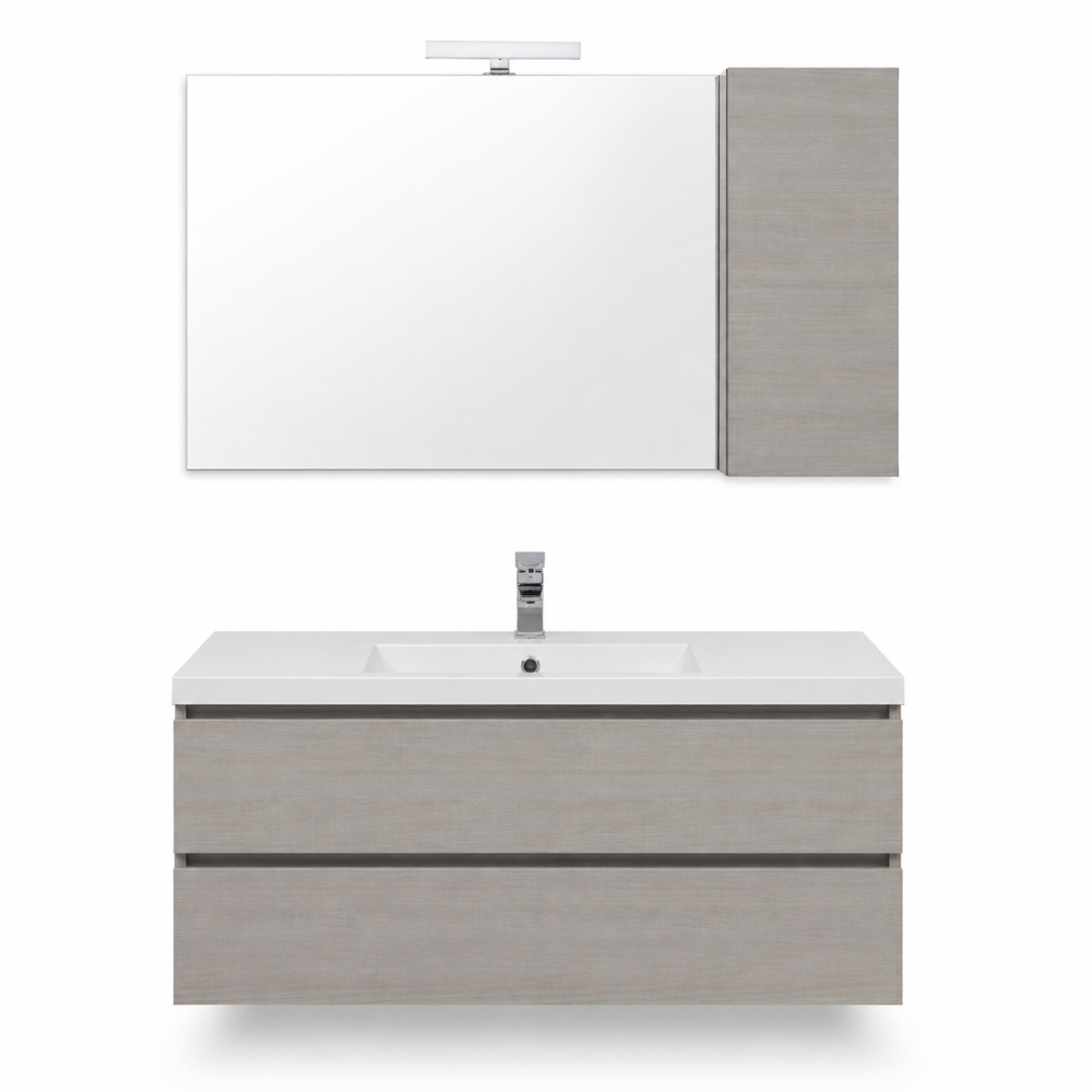Meuble salle de bain suspendu 120 cm gris avec miroir
