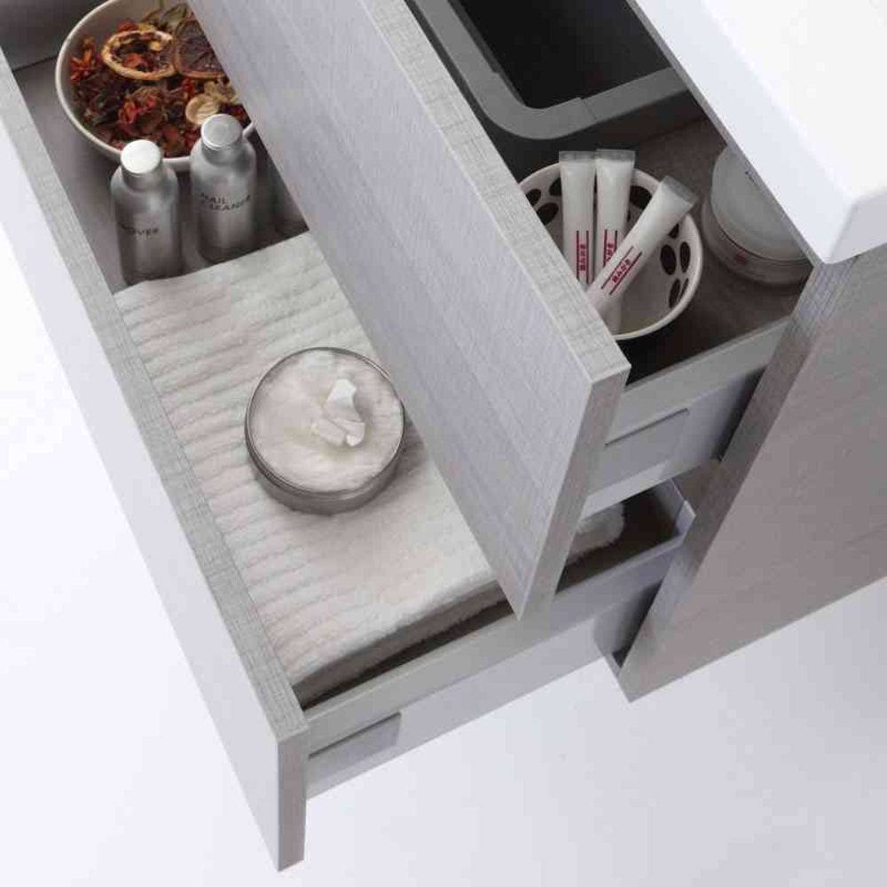 Meuble salle de bain suspendu 120 cm gris avec miroir